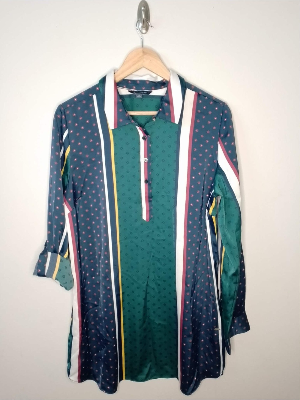 Tommy Hilfiger Green & Navy Mixed-Stripe Tunic